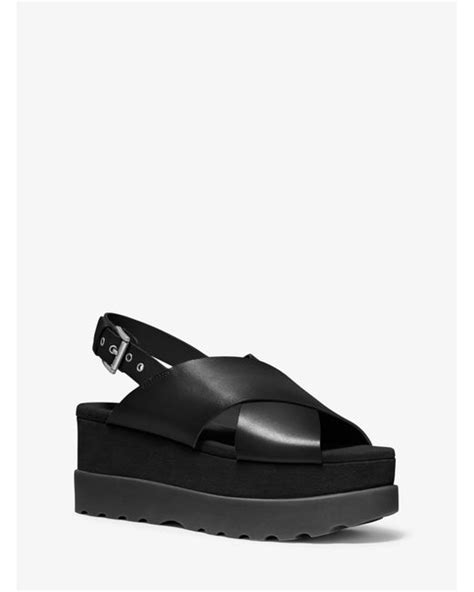 michael kors becky sandal black leather|Becker Burnished Leather Flatform Sandal .